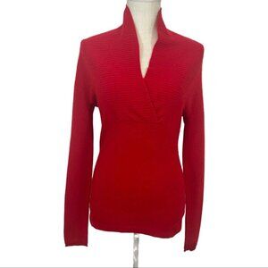 Old Navy Red 100% Cashmere Sweater Sz S Ribbed Shawl Collar Valentines Vntg